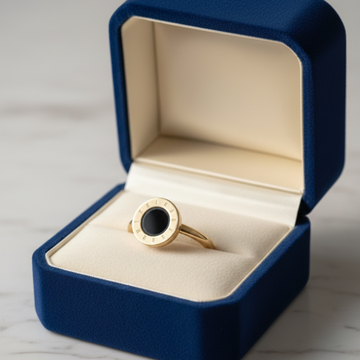 Luxury Black & Gold Roman Numeral Ring for Women