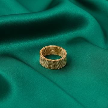 Luxury Gold Mesh Band Ring | Premium Stainless Steel Textured Statement Ring