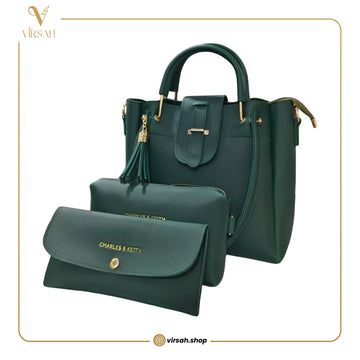 Premium 3-Piece Emerald Green Handbag Set – Elegant & Versatile