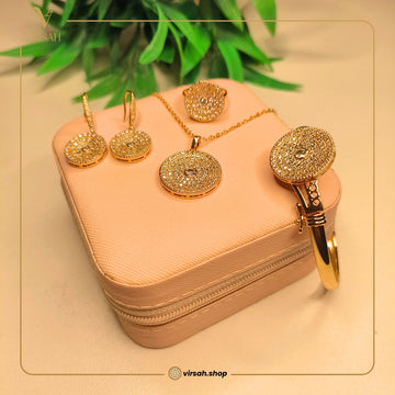 Crystal Round Disc Gold-Plated Jewelry Set | Artificial Jewelry for Women