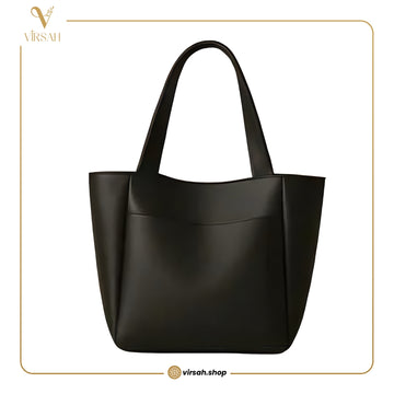 Classic Black Tote Bag for Women | Minimalist Everyday Shoulder Handbag