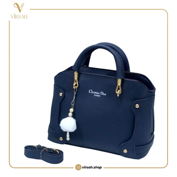 Elegant Navy Blue Structured Handbag for Women | Top Handle & Crossbody Bag