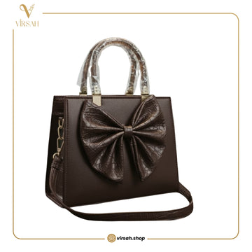 Premium Bow Accent Handbag – Chocolate Brown | Virsah Exclusive Collection