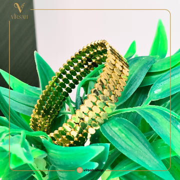 Virsah Textured Gold Statement Bracelet | Premium Expandable Bangle for Women