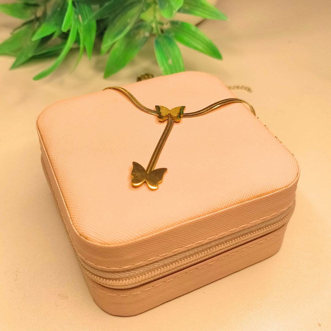 Virsah Golden Butterfly Necklace Set | Elegant Gold Plated Pendant & Matching Earrings