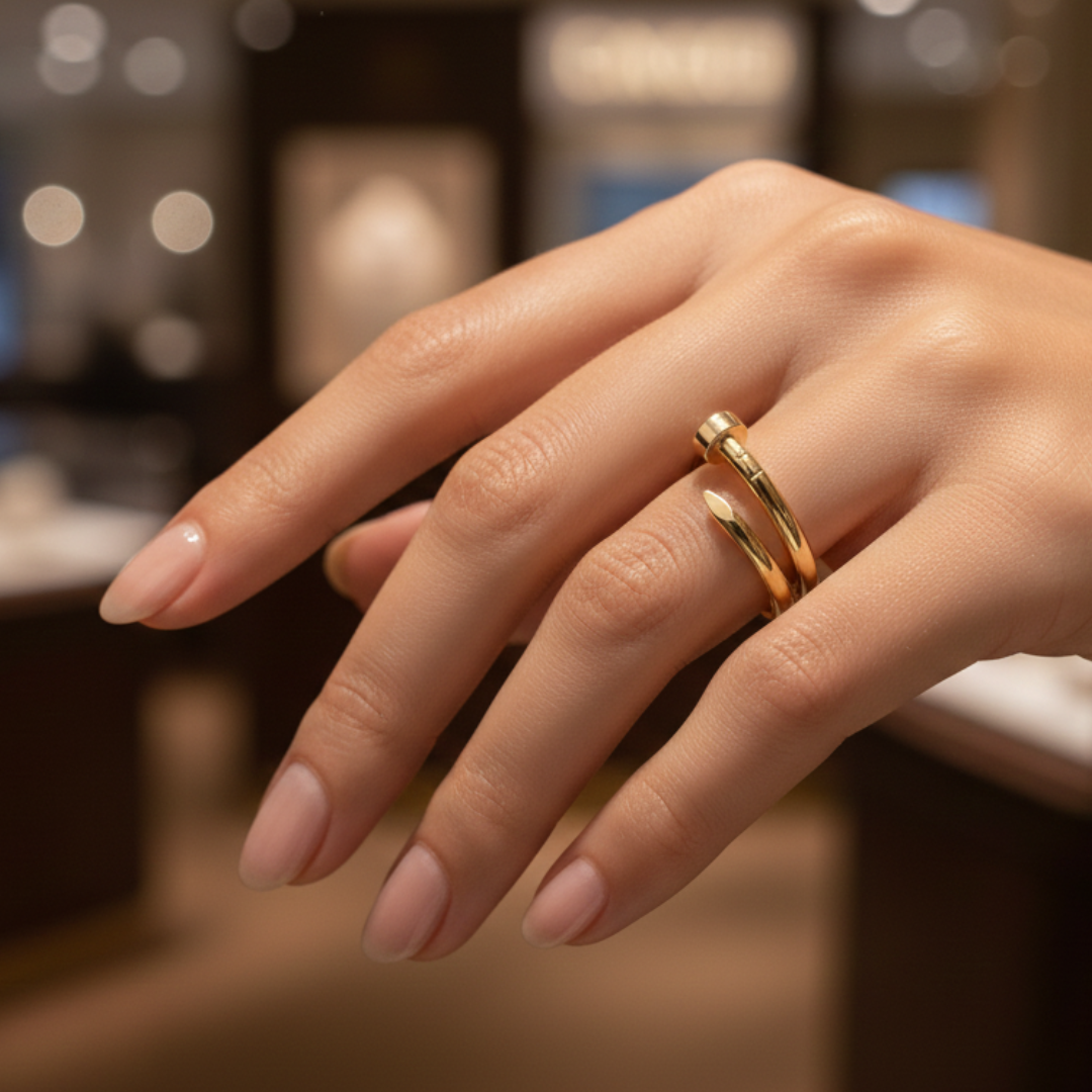 Modern Nail-Inspired Stainless Steel Ring