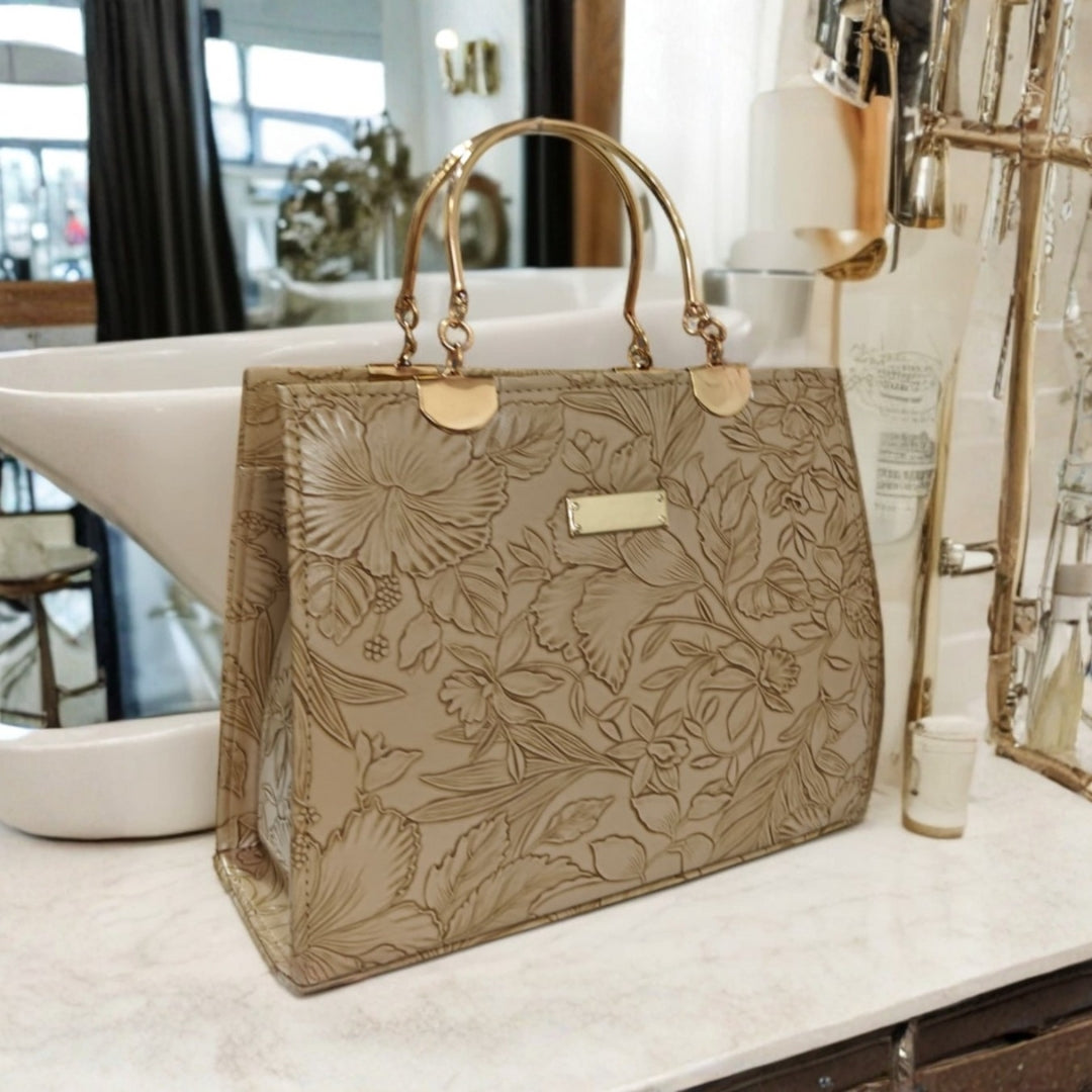 Premium Embossed Floral Handbag – Blue | Virsah Exclusive Collection