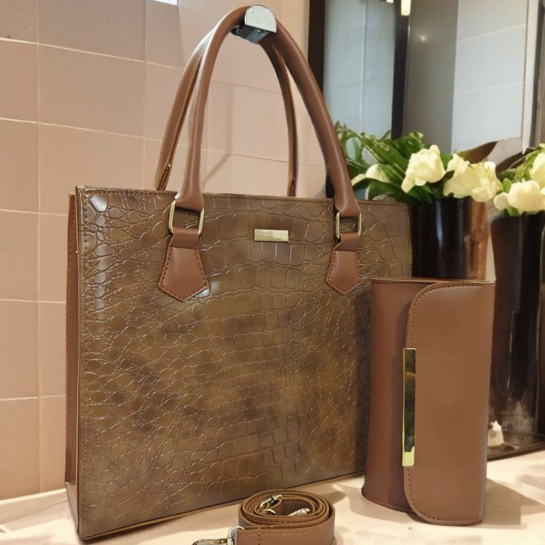 Luxury Textured Handbag Set – 3-Piece Premium Collection