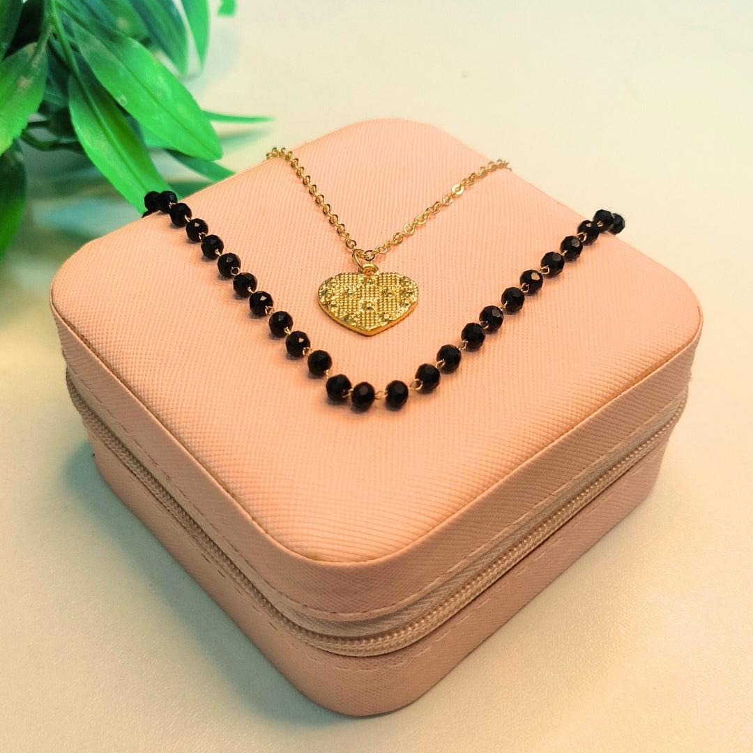 Virsah Gold Heart Pendant Dual Layer Necklace