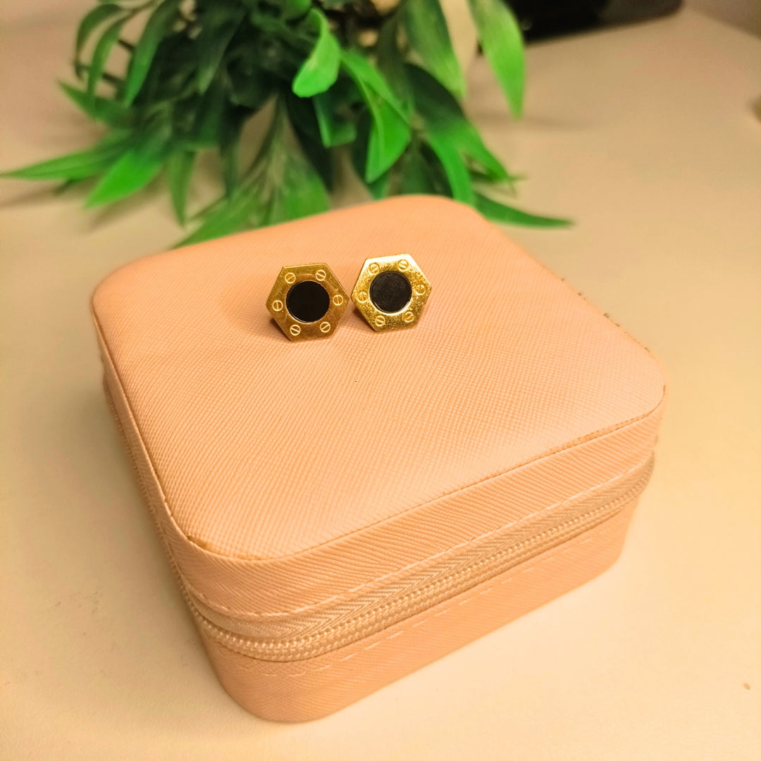 Black Hexagon Gold-Plated Jewelry Set | Artificial Jewelry for Women