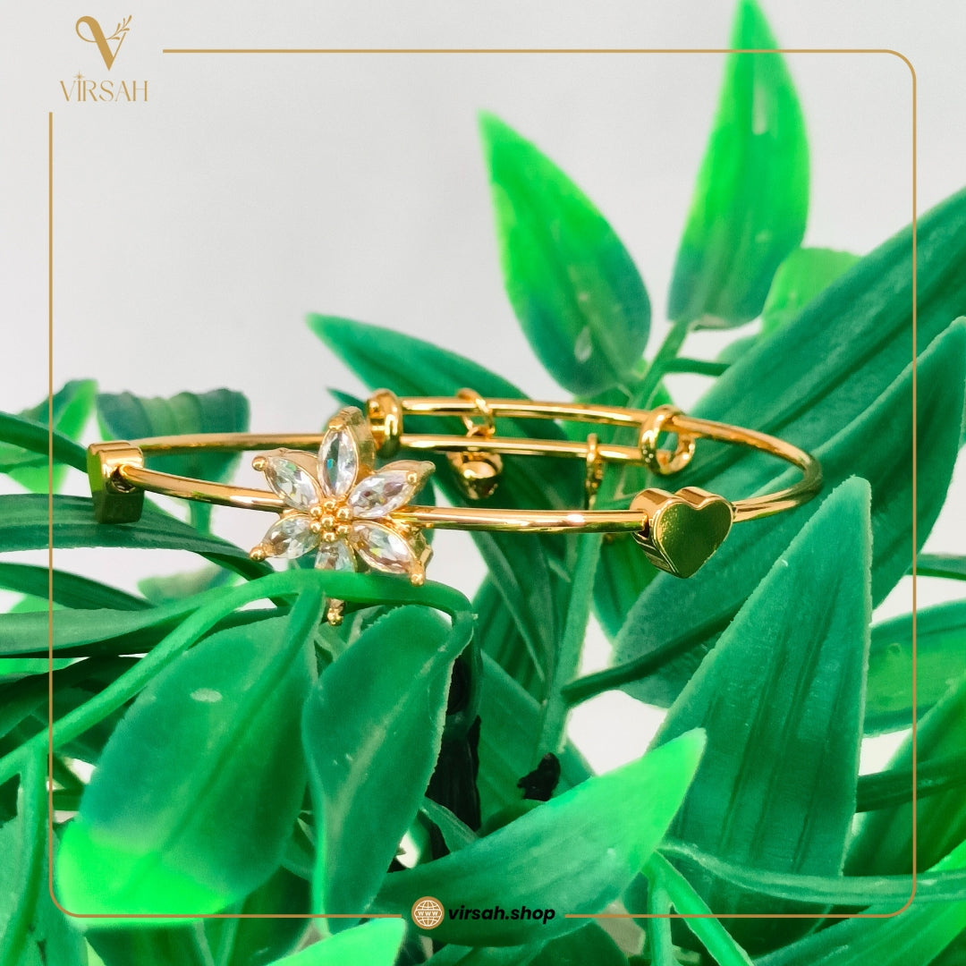 Crystal Flower Gold-Plated Bracelet | Artificial Jewelry for Women