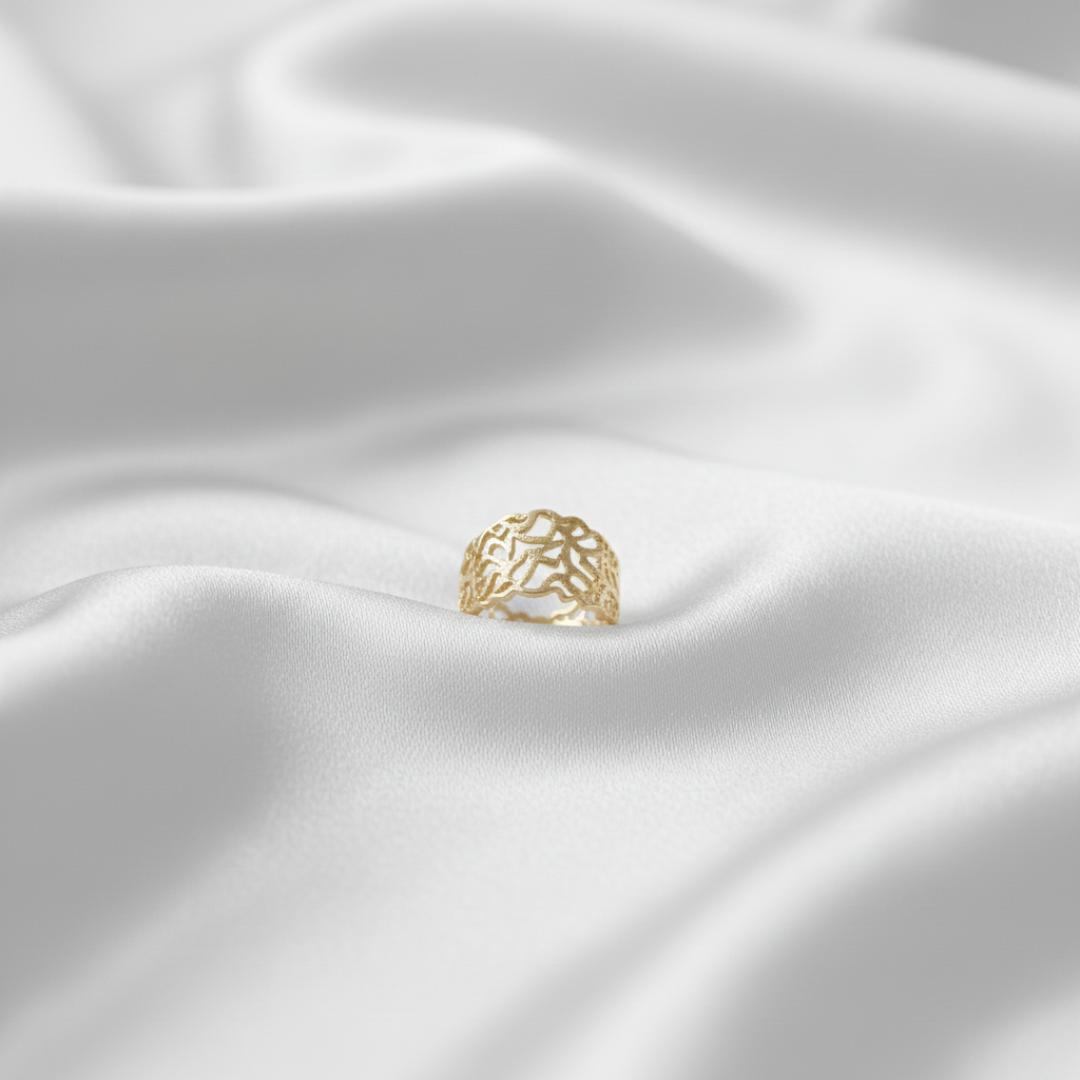 Luxury Gold Filigree Ring for Women | Premium Stainless Steel