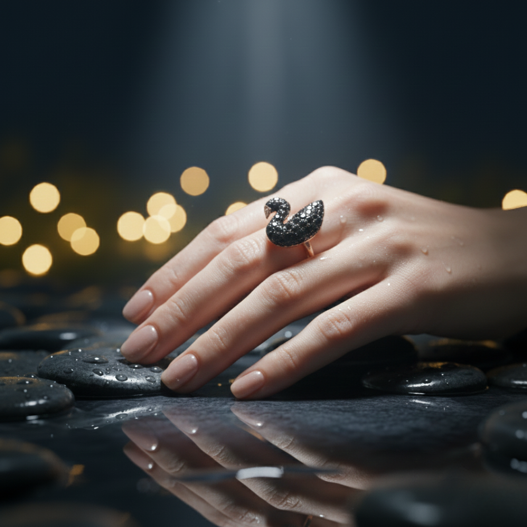 Elegant Swan Design Stainless Steel Ring