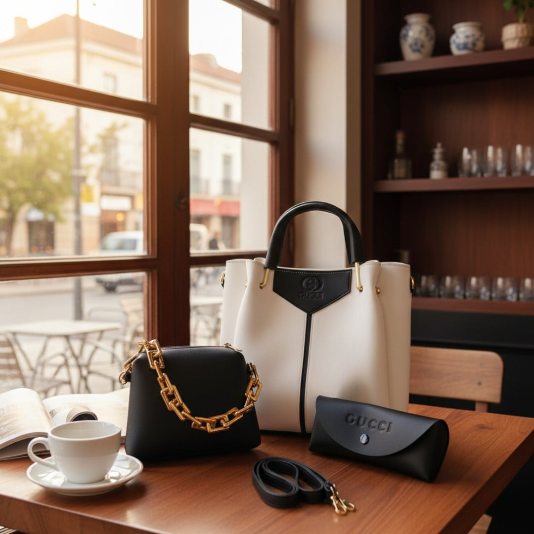 Luxury 3-Piece Women’s Handbag Set | Structured Tote, Mini Shoulder Bag