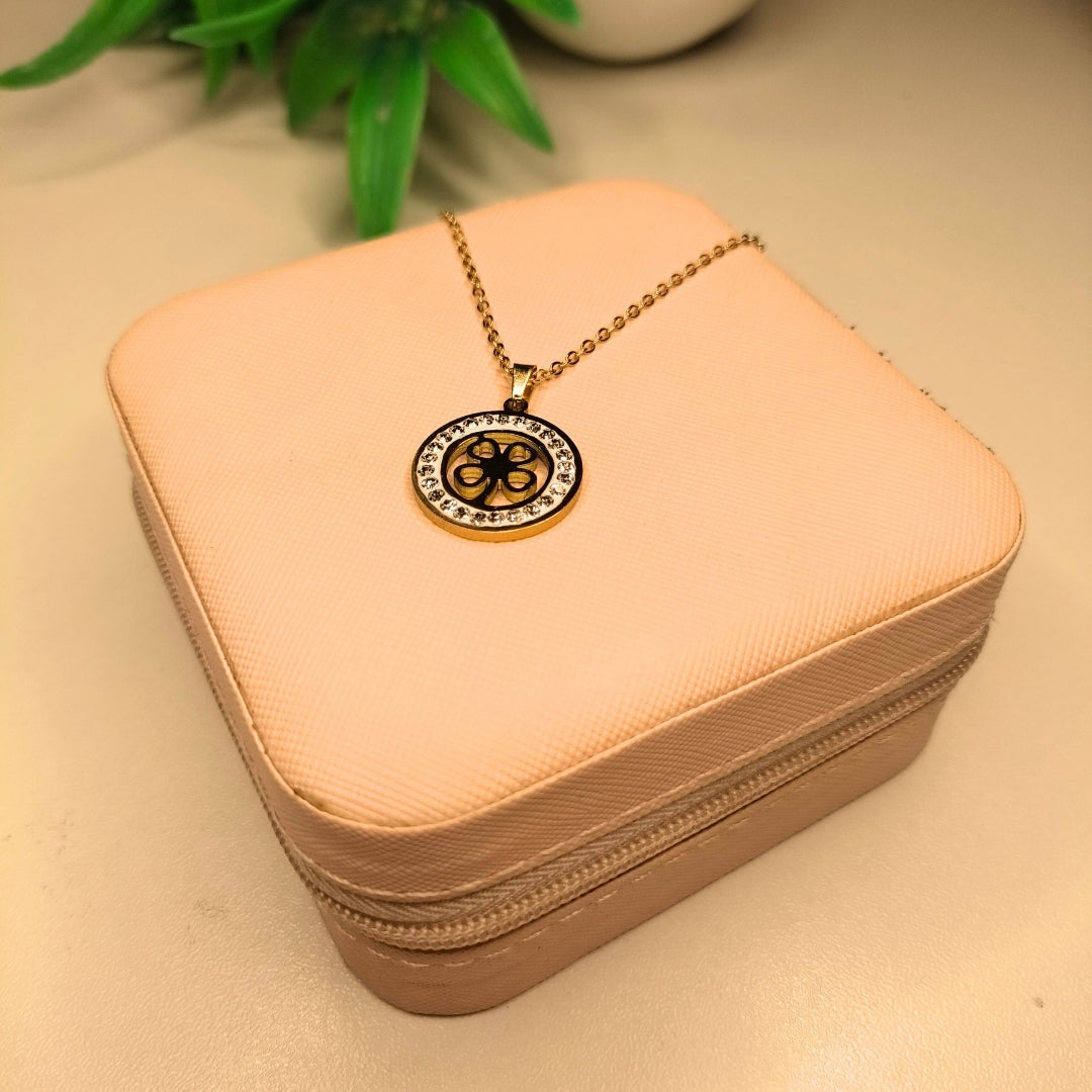 Virsah Gold Crystal Pendant Necklace & Earrings Set