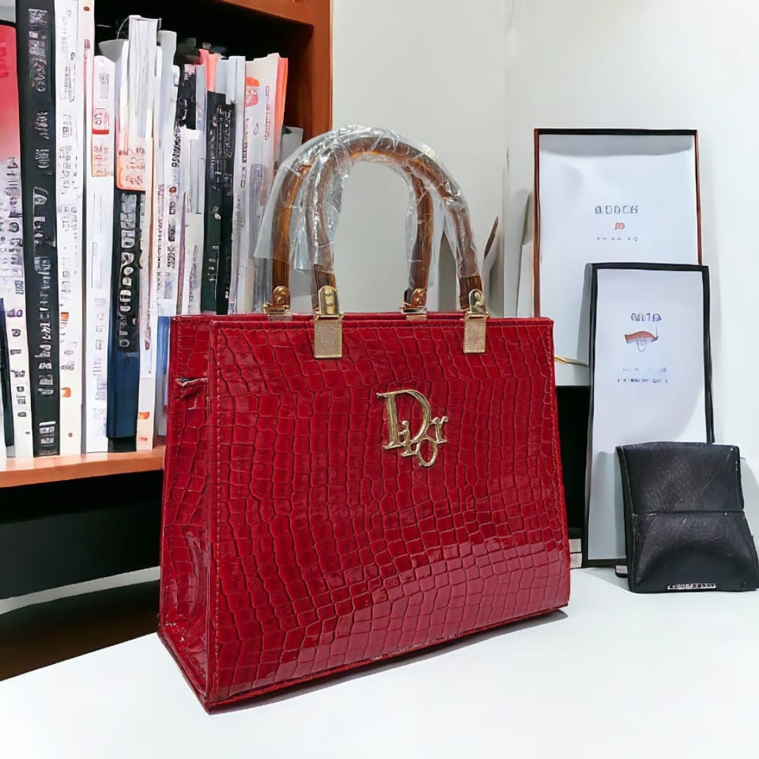 Luxury Croc-Textured Structured Handbag