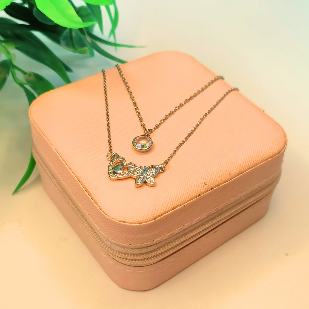 Virsah Double-Layer Heart & Flower Pendant Necklace