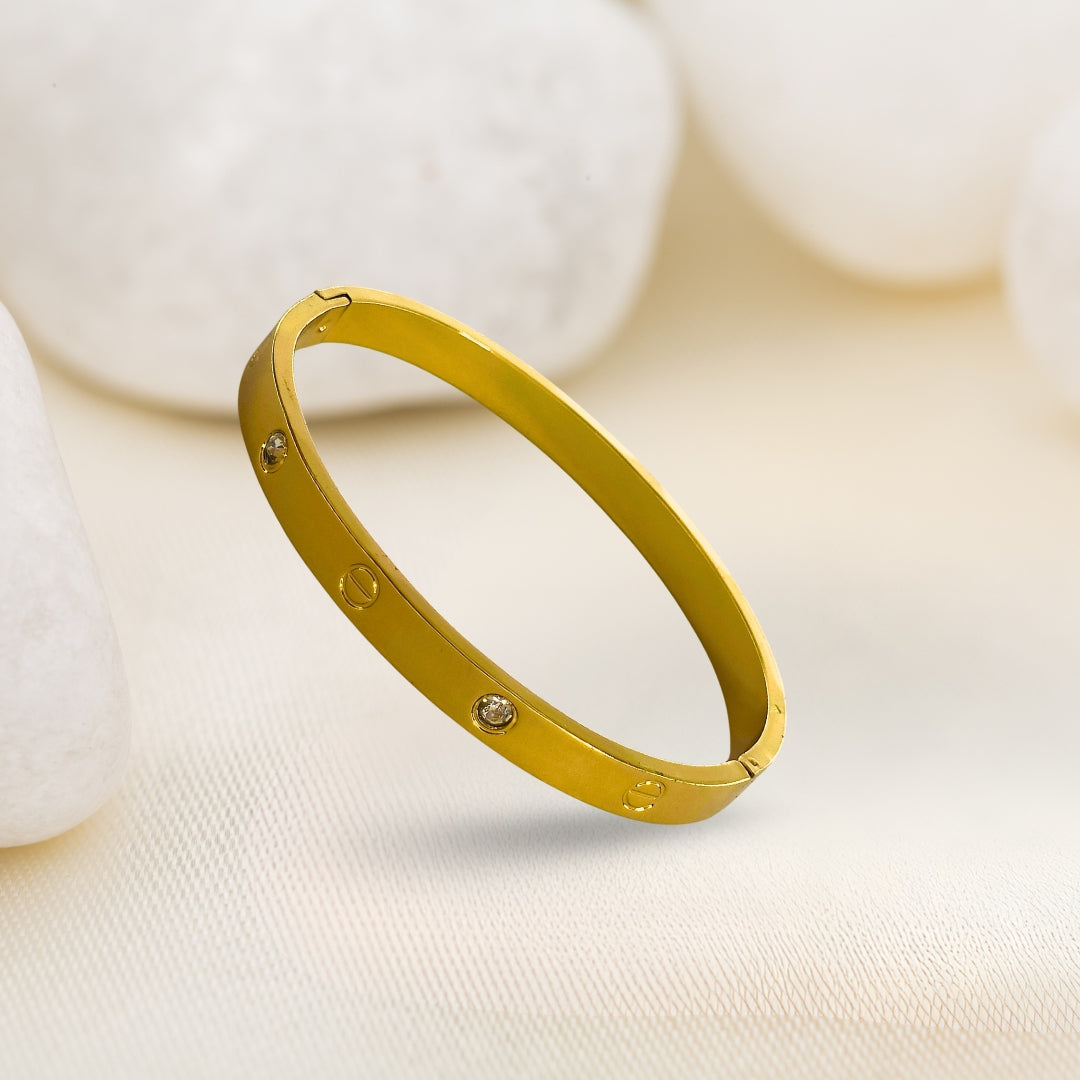 Virsah Gold-Plated Crystal Screw Bracelet | Premium Artificial Jewelry Bangle for Women