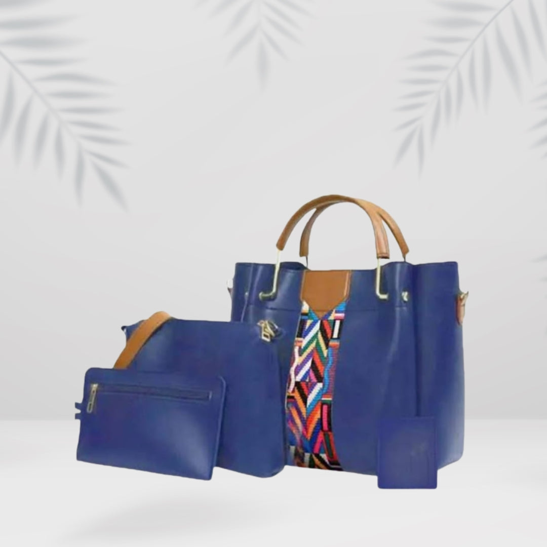 Luxury Black Structured Handbag Set for Women | Tote, Crossbody & Organizer Pouch