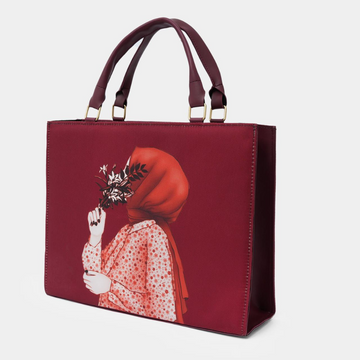 Stylish Women’s Handbags – Floral Lady Print Tote – 6 Colors – 11x13 Inch