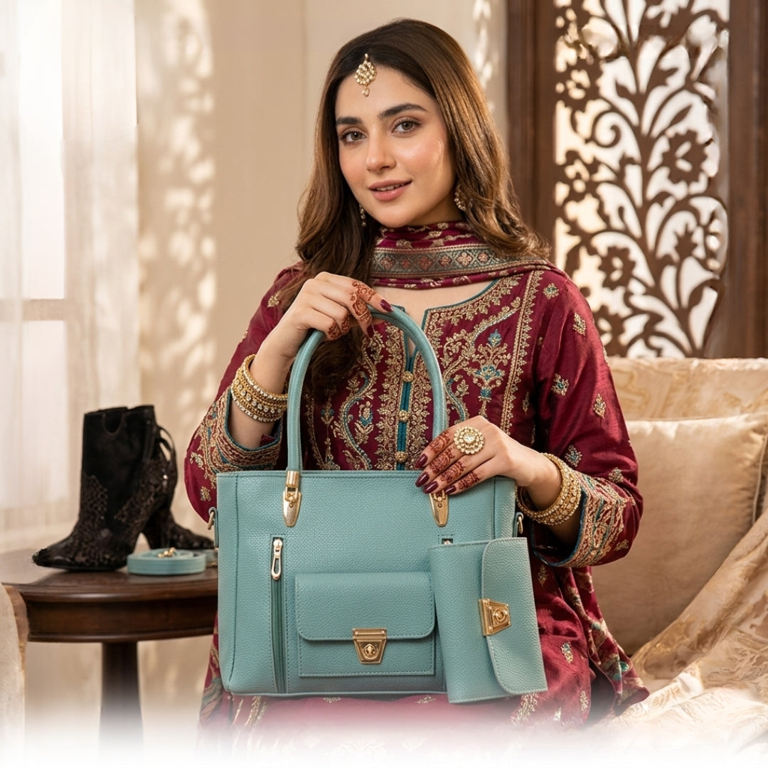 Premium 3-Piece Structured Handbag Set | Elegant Everyday Tote for Women