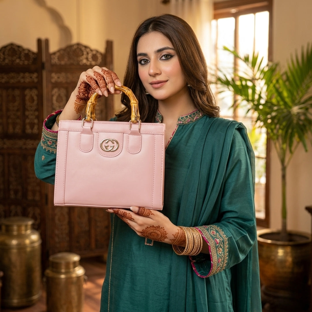 Bamboo-Handle Designer Handbag | Premium Fashion Tote for Women