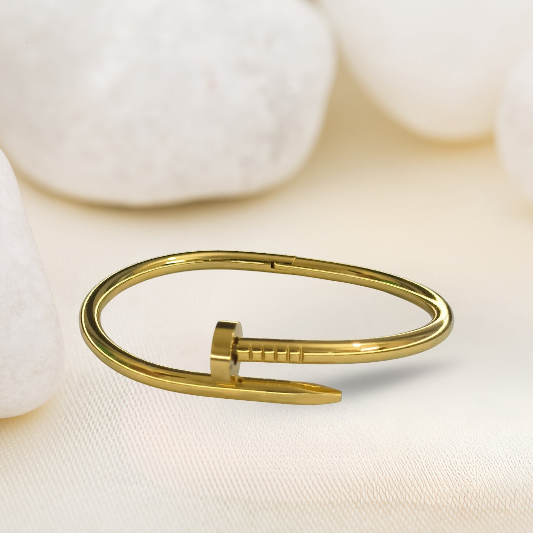 Virsah Nail-Inspired Gold-Tone Bracelet – Minimal Modern Artificial Jewelry for Women