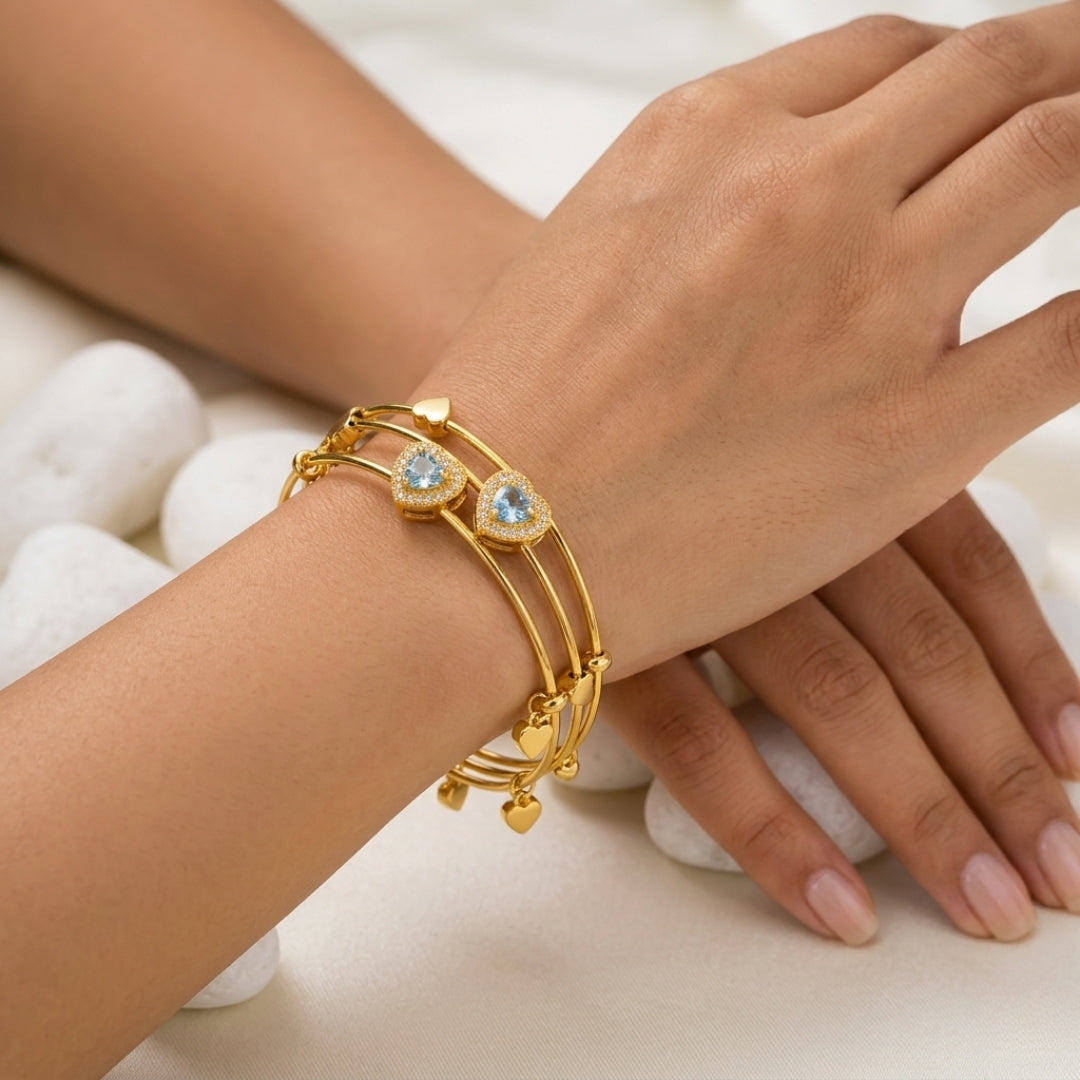 Heart Zircon Gold-Plated Bracelet – Premium Artificial Jewelry for Women