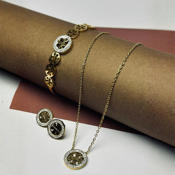 Luxury Gold Plated Jewelry Set for Women | Bracelet, Necklace & Earring