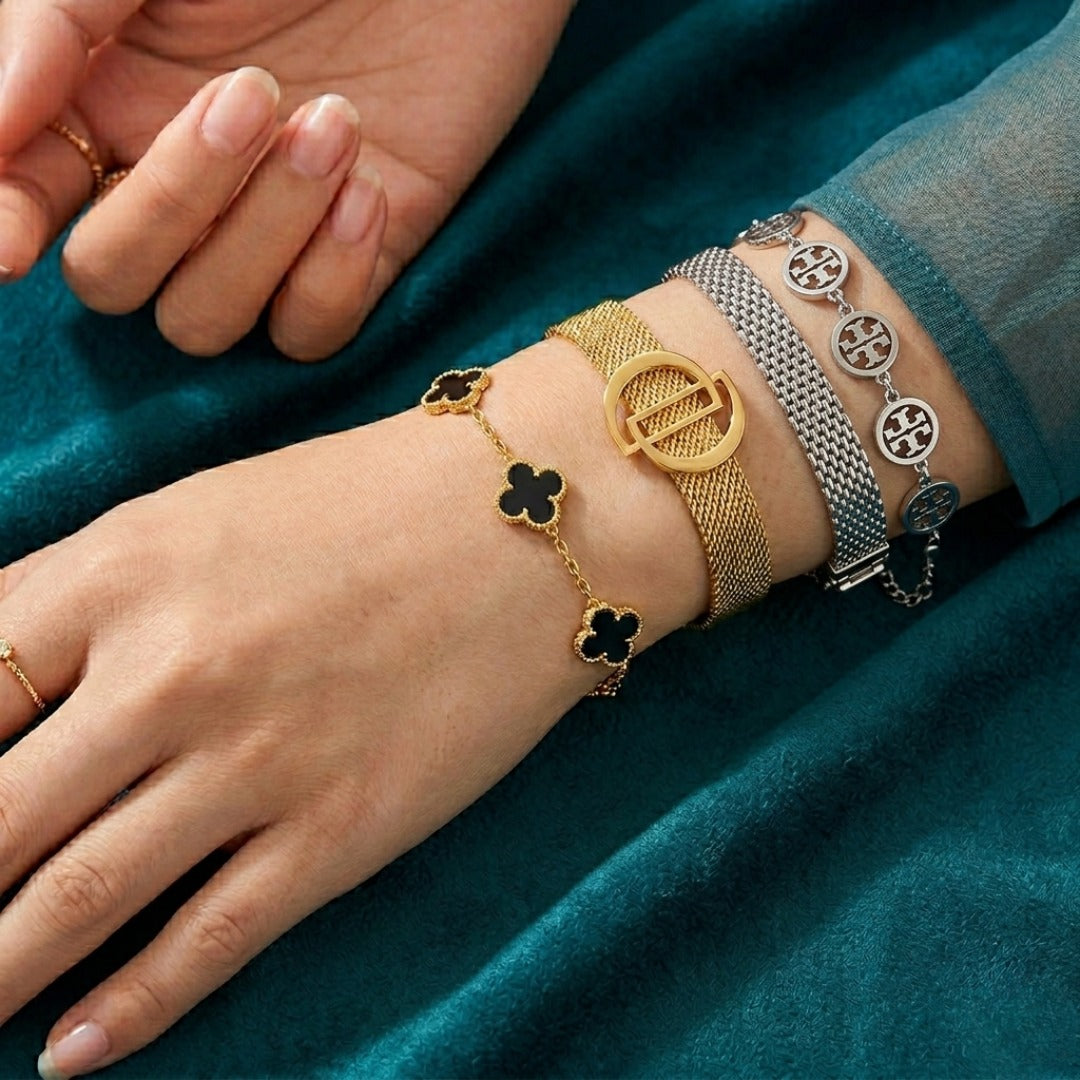 Luxury Stainless Steel Bracelet Set by Virsah | Designer Bracelets for Women