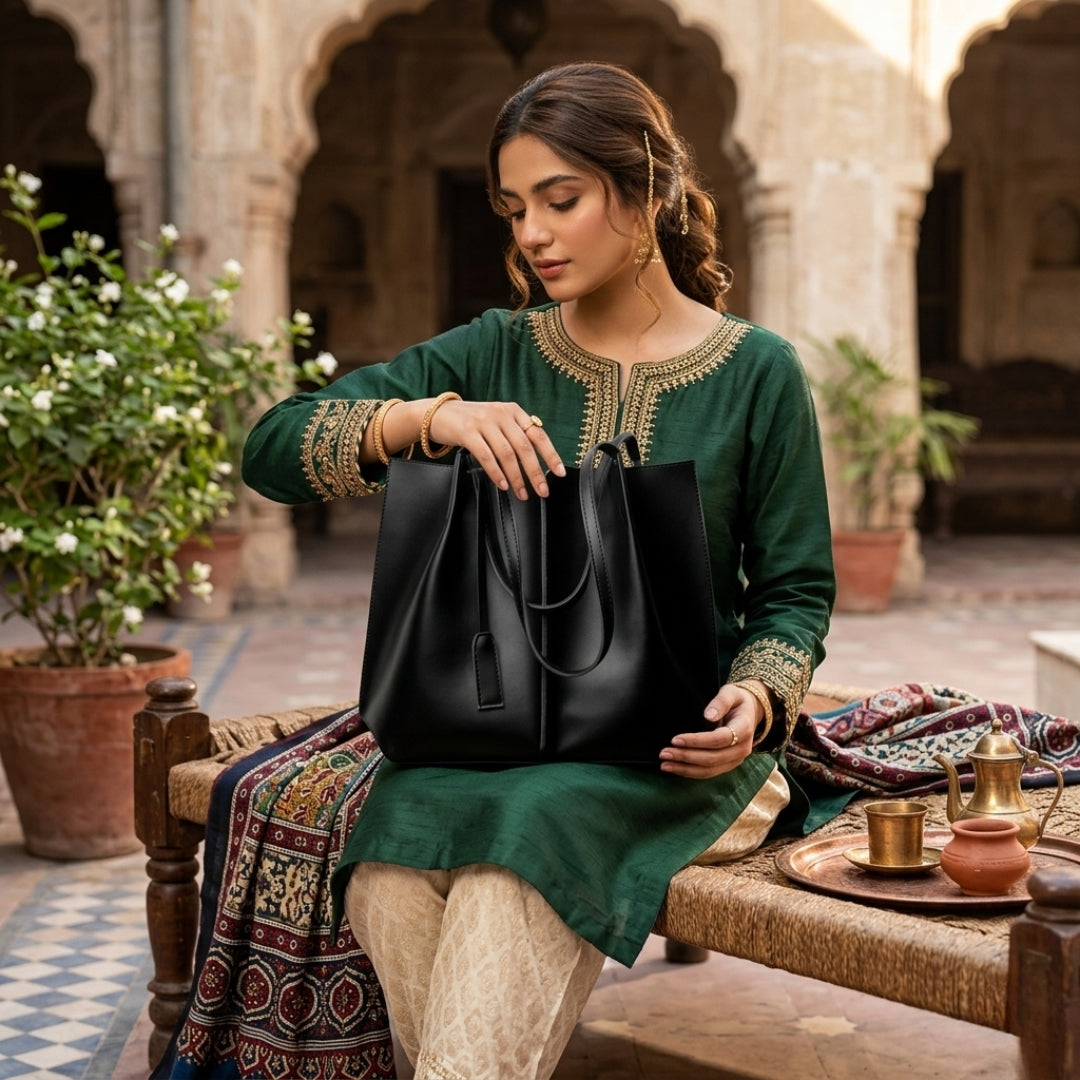 Luxury Black Women’s Tote Bag | Premium Structured Handbag for Office