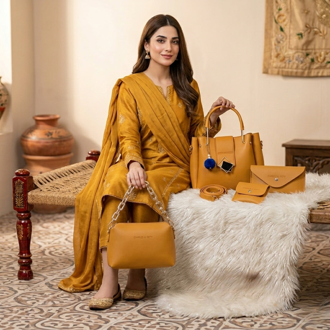Luxury Black Handbag Set for Women | 5-Piece Designer Tote
