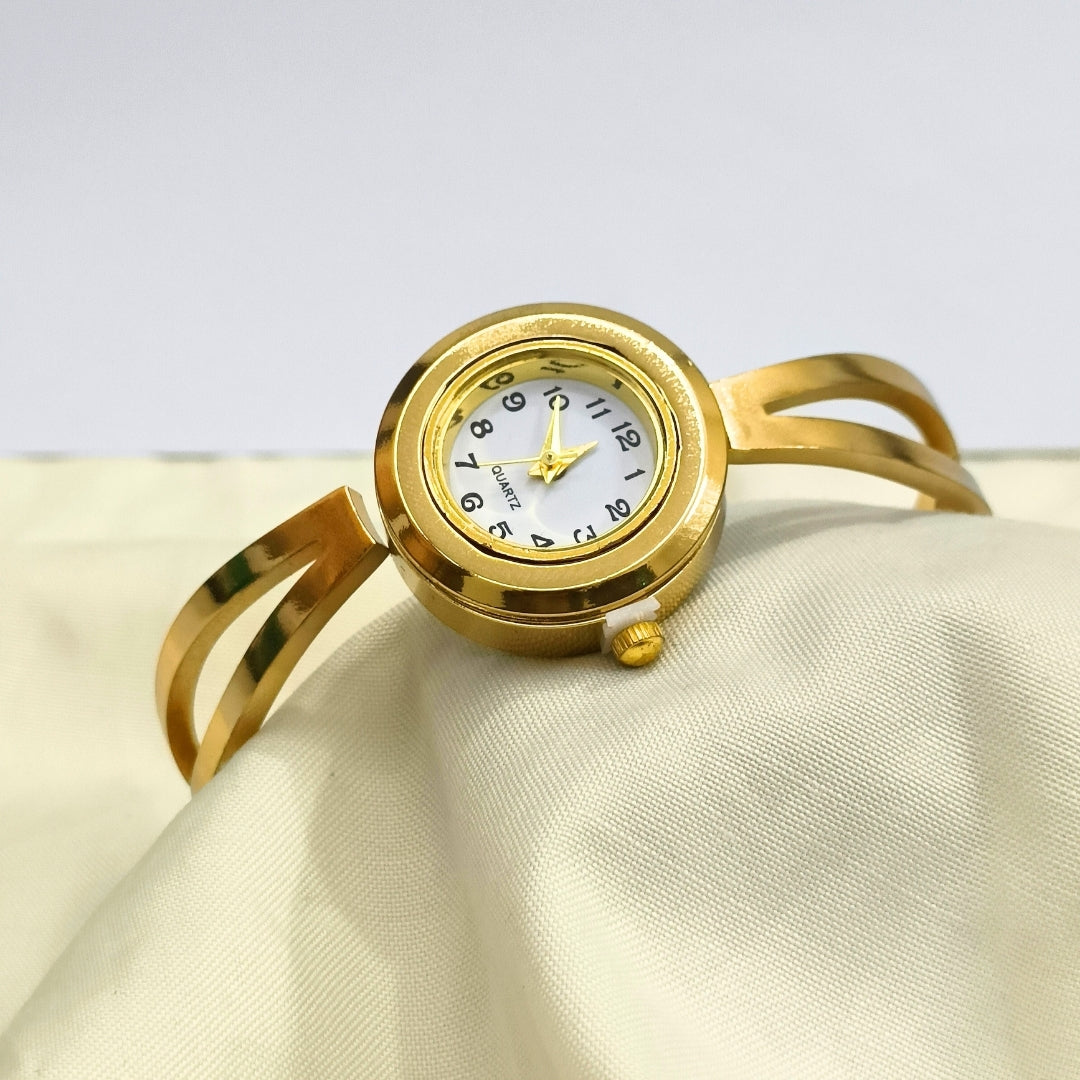Virsah Gold-Tone Bangle Watch for Women | Stylish Artificial Bracelet Watch