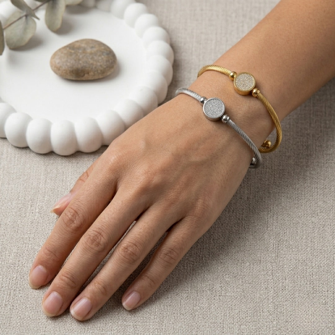 Luxury Stainless Steel Bracelet Set by Virsah | Crystal Cuff Bracelets for Women