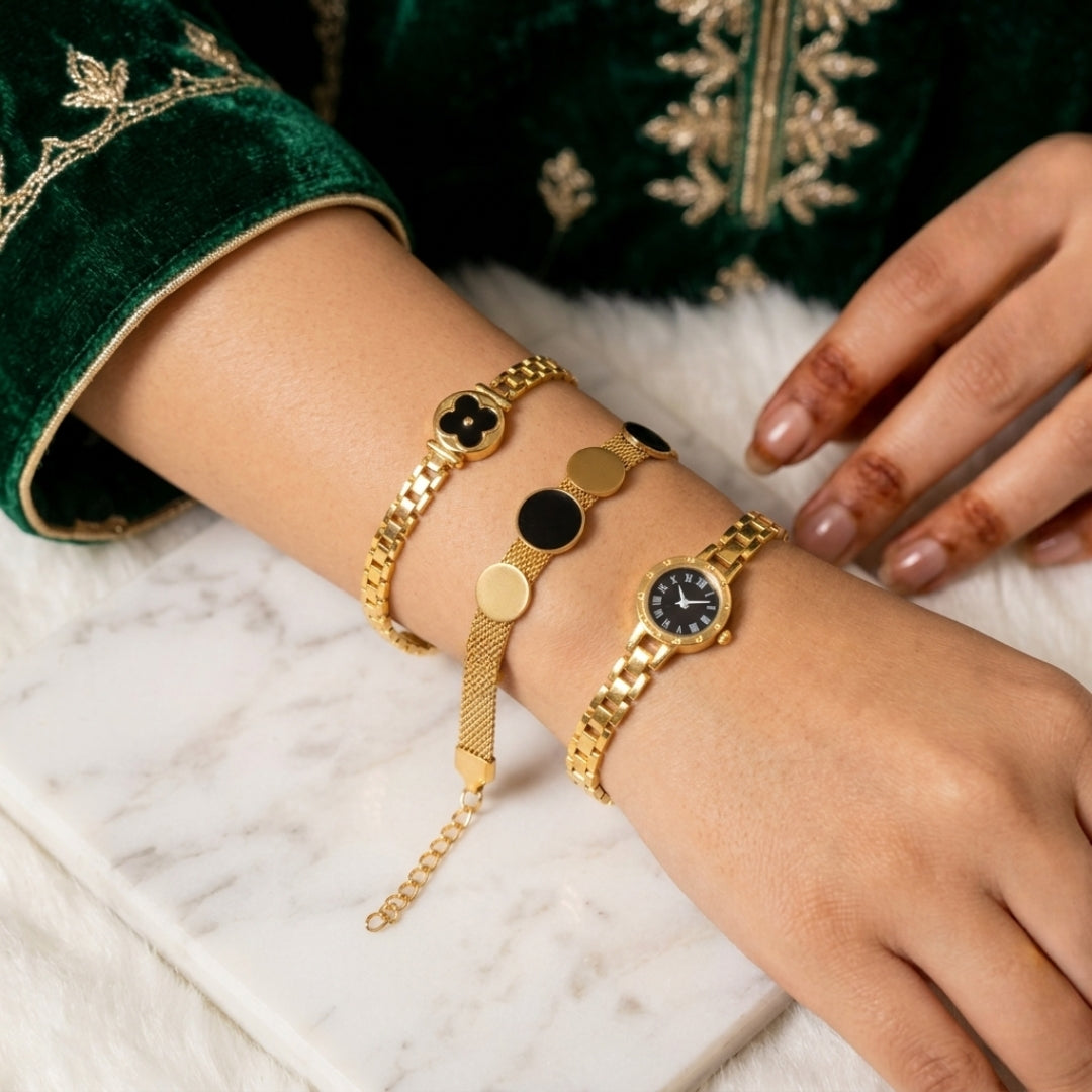 Virsah 3 in 1 Deal | Golden Stainless Steel Bracelets