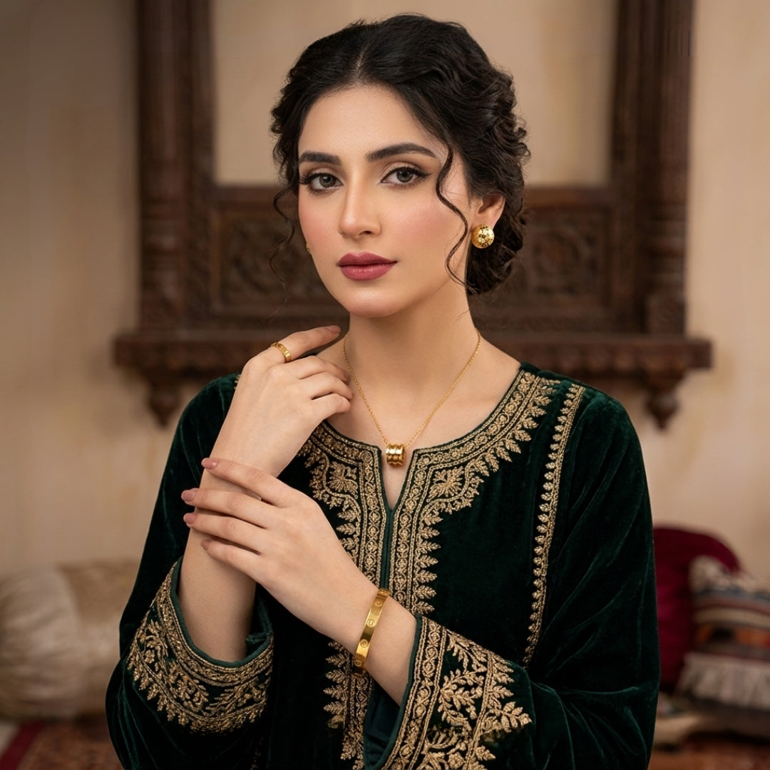 Gold-Plated Screw-Design Jewelry Set | Artificial Jewelry for Women