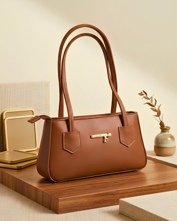 Virsah Women's Brown Shoulder Tote Bag | Elegant Everyday Handbag