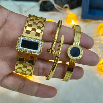 Deal of The Month | Stylish Combo of 3 Stainless Steel Bracelets For Women